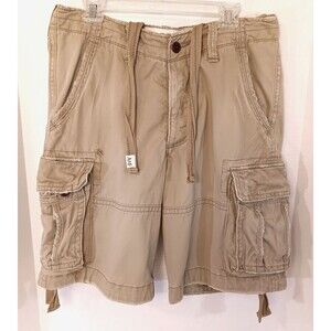 Vtg Y2K Abercrombie & Fitch Shorts Men 33 Khaki Cargo Utility Paratrooper Grunge